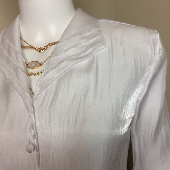 Vintage white button down dress collar blouse - Picture 5 of 8